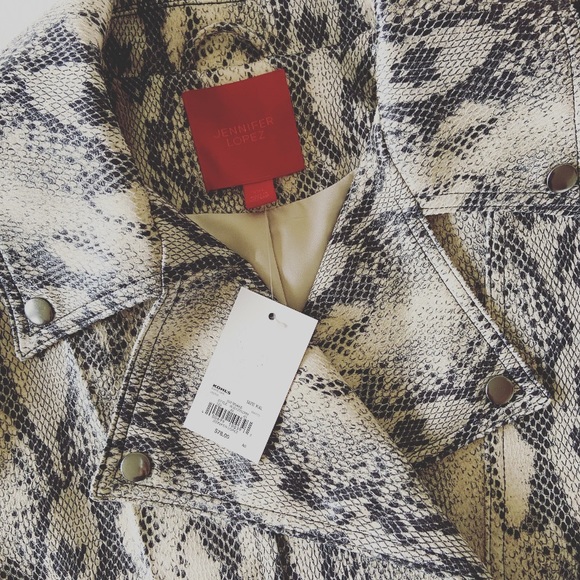 Jennifer Lopez | Faux Leather Snake Moto Jacket - Picture 4 of 5